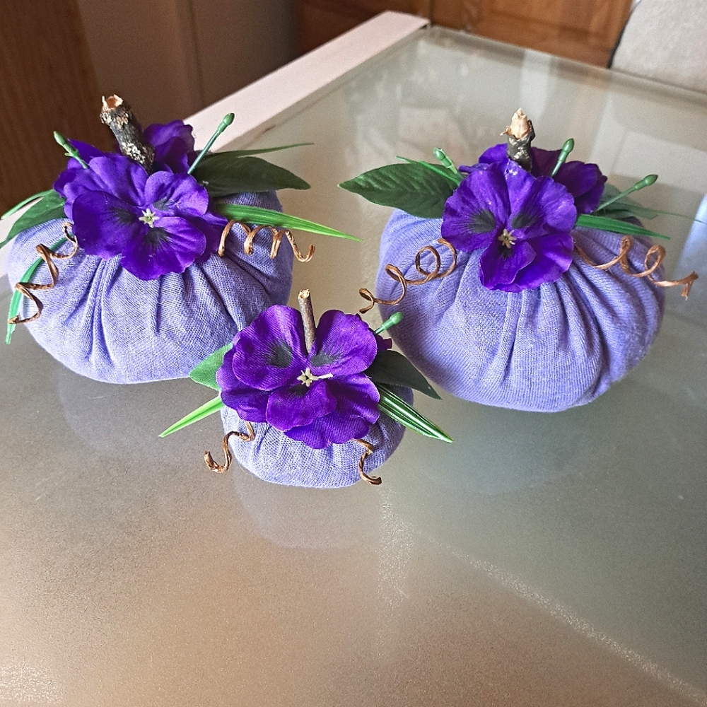 3 Decorative Pumpkins Large Ones 18" Around - Picture 2 of 4